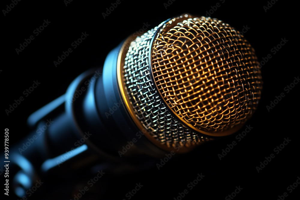Microphone in a radio studio for podcast recording Microphone in a radio studio for podcast recording