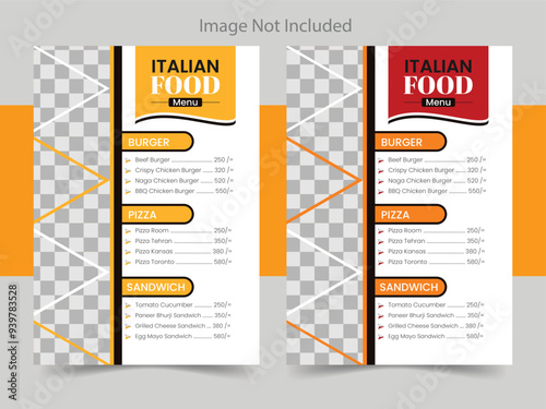 Contemporary Restaurant Menu Design.