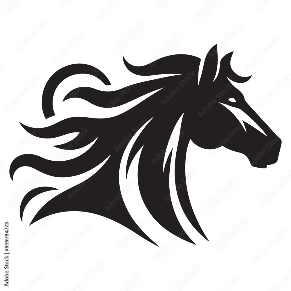 Fototapeta premium Graphic illustration of a minimalist and flat horse logo