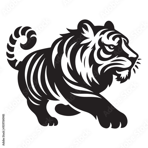 Tiger Illustrator graphic - Minimalist and Simple silhouette