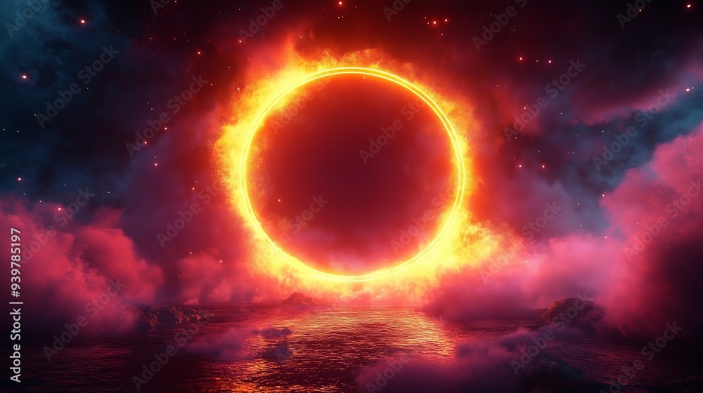 Cosmic Ring of Fire: A Mystical Night Sky Cosmic Ring of Fire: A Mystical Night Sky
