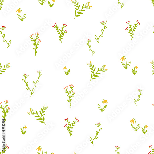 Seamless vector pattern with flowers. For printing on fabric and paper.