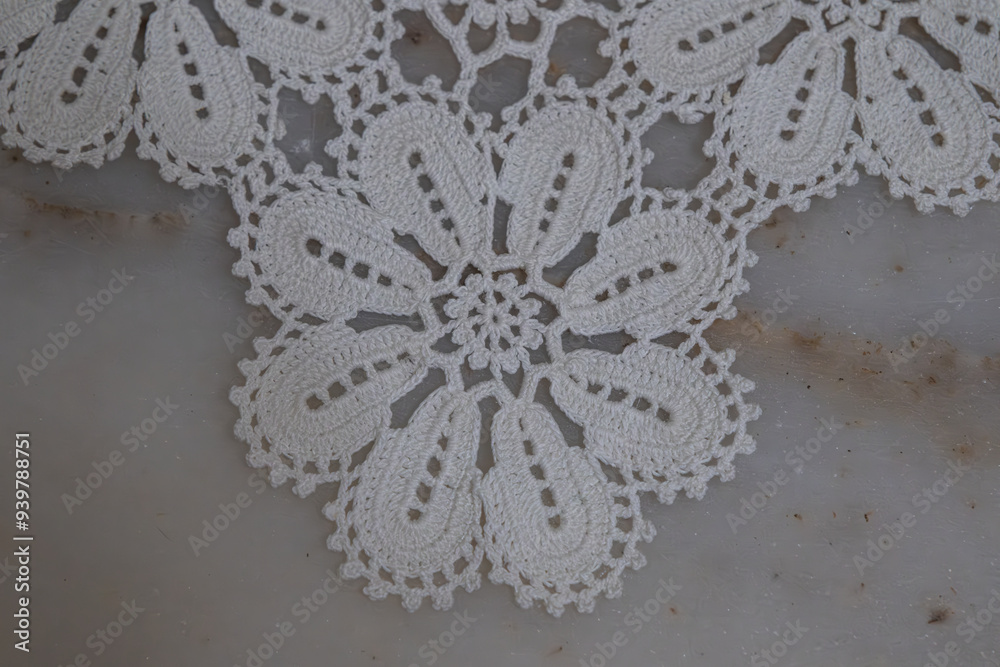 White lace made with traditional hand workmanship White lace made with traditional hand workmanship