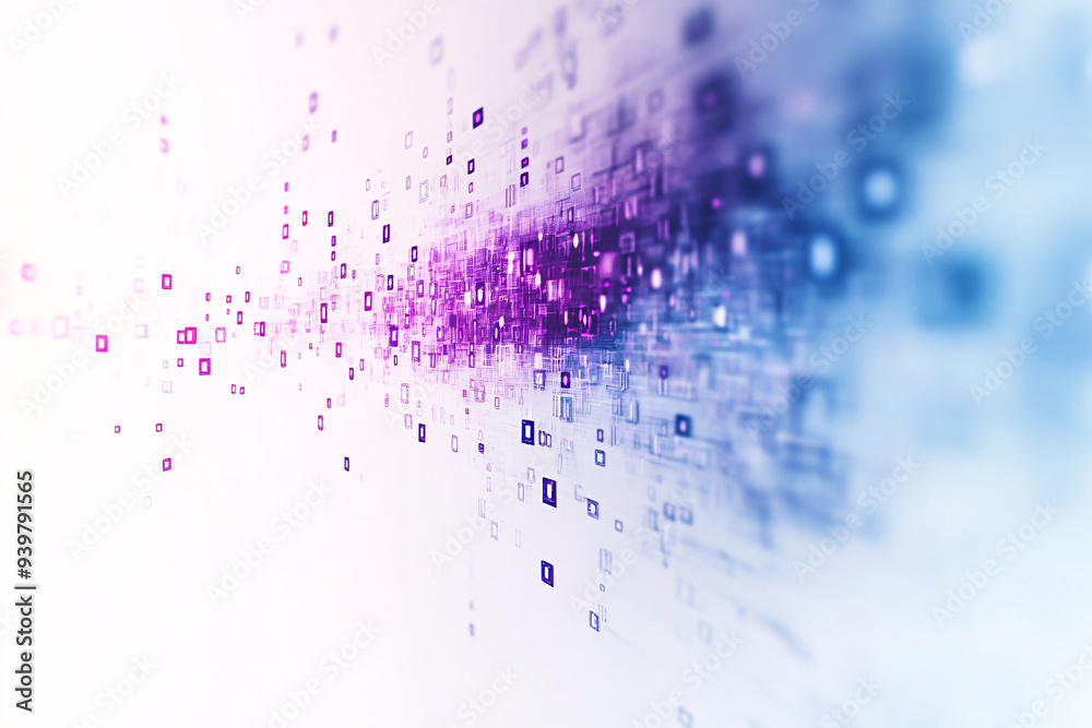 digital data stream in purple and blue fades into the distance on a white background representing data flow and connectivity digital data stream in purple and blue fades into the distance on a white background representing data flow and connectivity