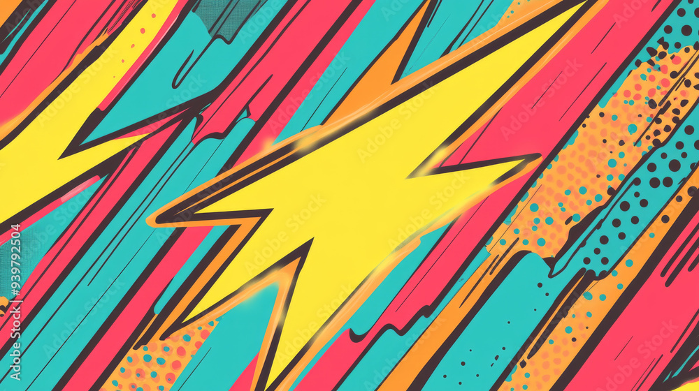 Fun superhero comic background with bright lightning bolts. Retro pattern with cute stripes. Can be used for text, speech bubbles, and messages in comic books. Fun superhero comic background with bright lightning bolts. Retro pattern with cute stripes. Can be used for text, speech bubbles, and messages in comic books.