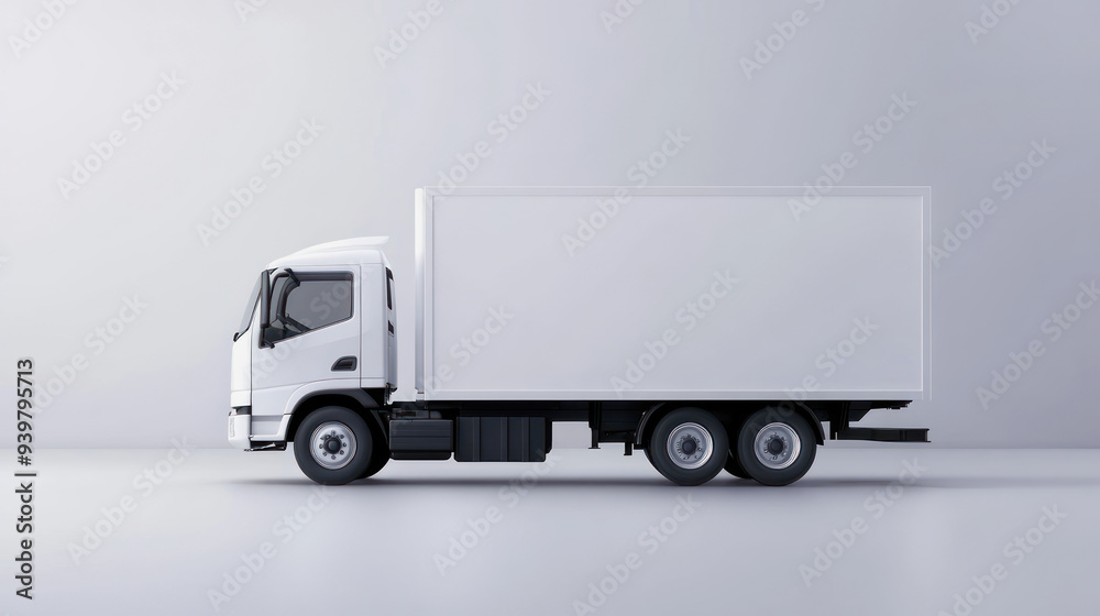 illustration of a white truck on white background, white outdoor advertising space illustration of a white truck on white background, white outdoor advertising space