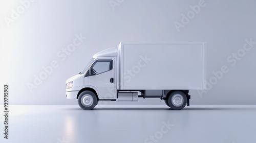 Fototapeta Naklejka Na Ścianę i Meble -  illustration of a white truck on white background, white outdoor advertising space