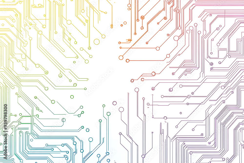 Bright abstract background featuring colorful circuit board lines and dots, symbolizing technology and digital connectivity.
Bright abstract background featuring colorful circuit board lines and dots, symbolizing technology and digital connectivity.