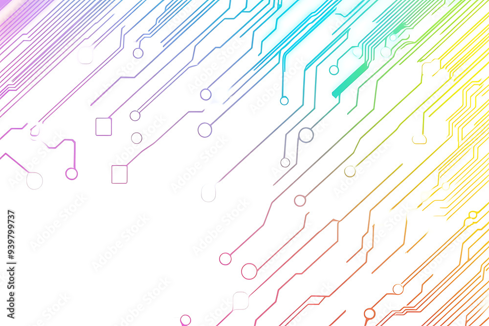 Bright abstract background featuring colorful circuit board lines and dots, symbolizing technology and digital connectivity.
Bright abstract background featuring colorful circuit board lines and dots, symbolizing technology and digital connectivity.