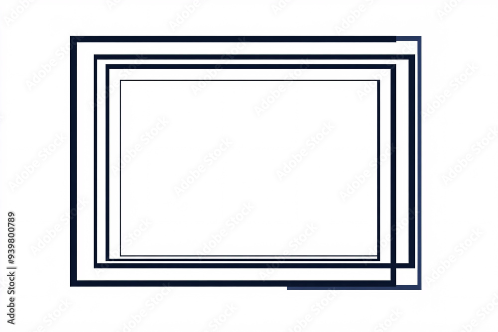 Simple overlapping rectangular frames create a minimalist geometric design on a white background emphasizing structure Simple overlapping rectangular frames create a minimalist geometric design on a white background emphasizing structure