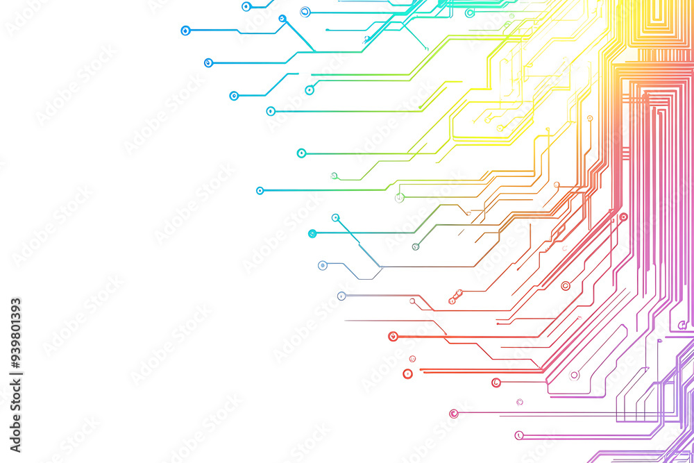 Bright abstract background featuring colorful circuit board lines and dots, symbolizing technology and digital connectivity.
Bright abstract background featuring colorful circuit board lines and dots, symbolizing technology and digital connectivity.