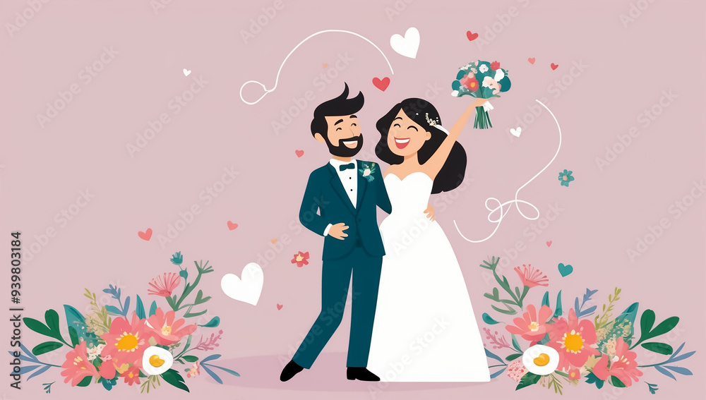 bride and groom, design illustration bride and groom, design illustration