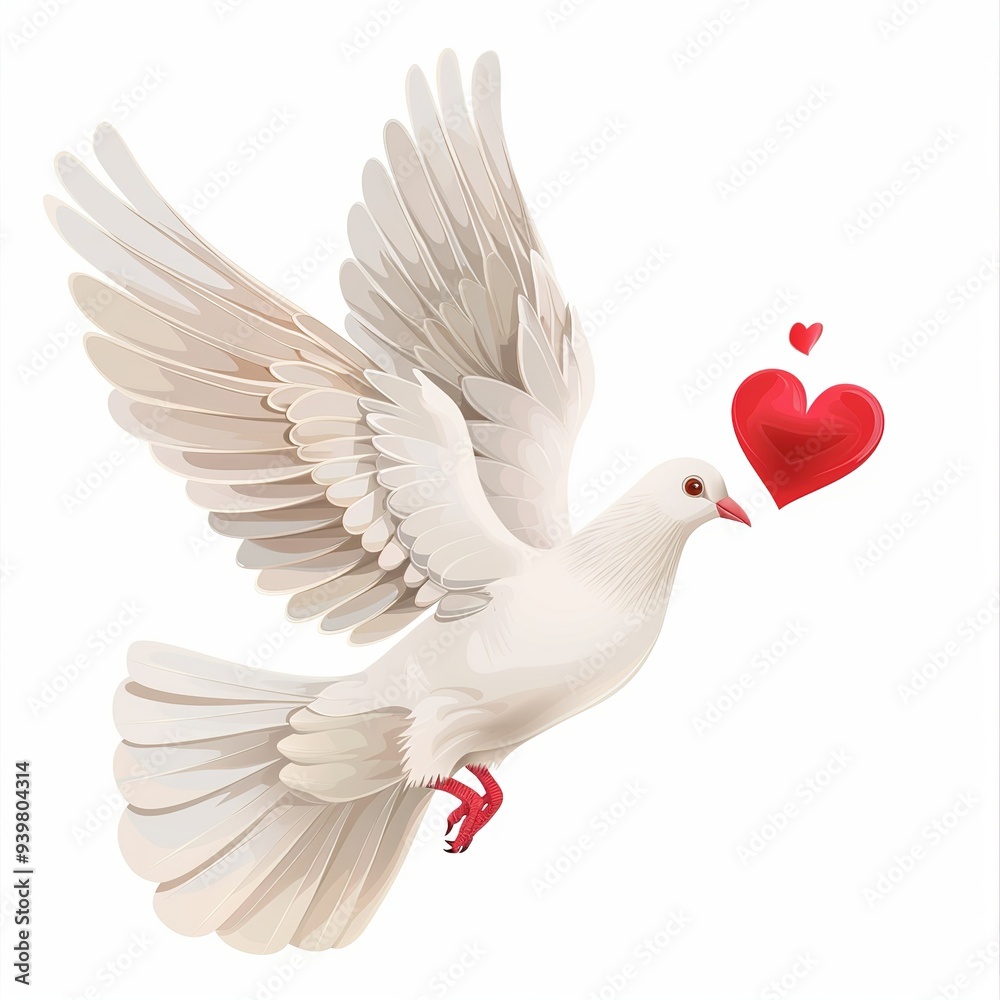 Obraz premium Dove Love fantasy animal cartoon isolated whitebackground