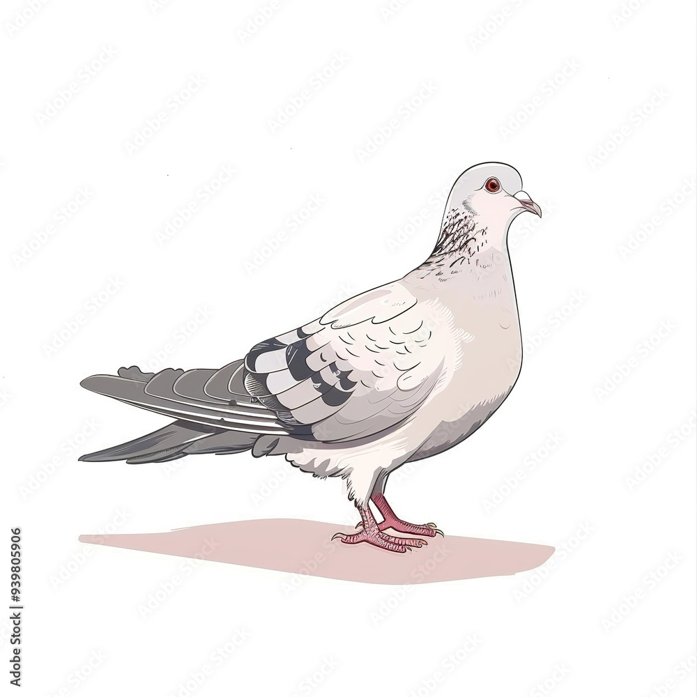 Naklejka premium Dove Void/Space element animal cartoon isolated whitebackground 16:9