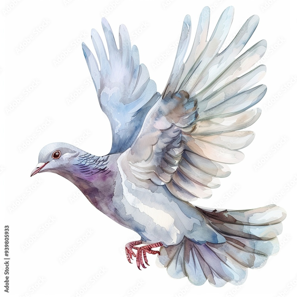 Fototapeta premium Dove watercolor fantasy animal cartoon isolated whitebackground