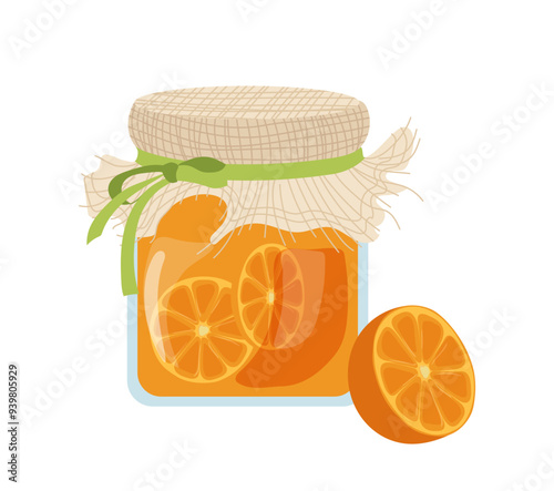 Natural sweet orange jam exotic fruit homemade jelly preserves isolated on white background