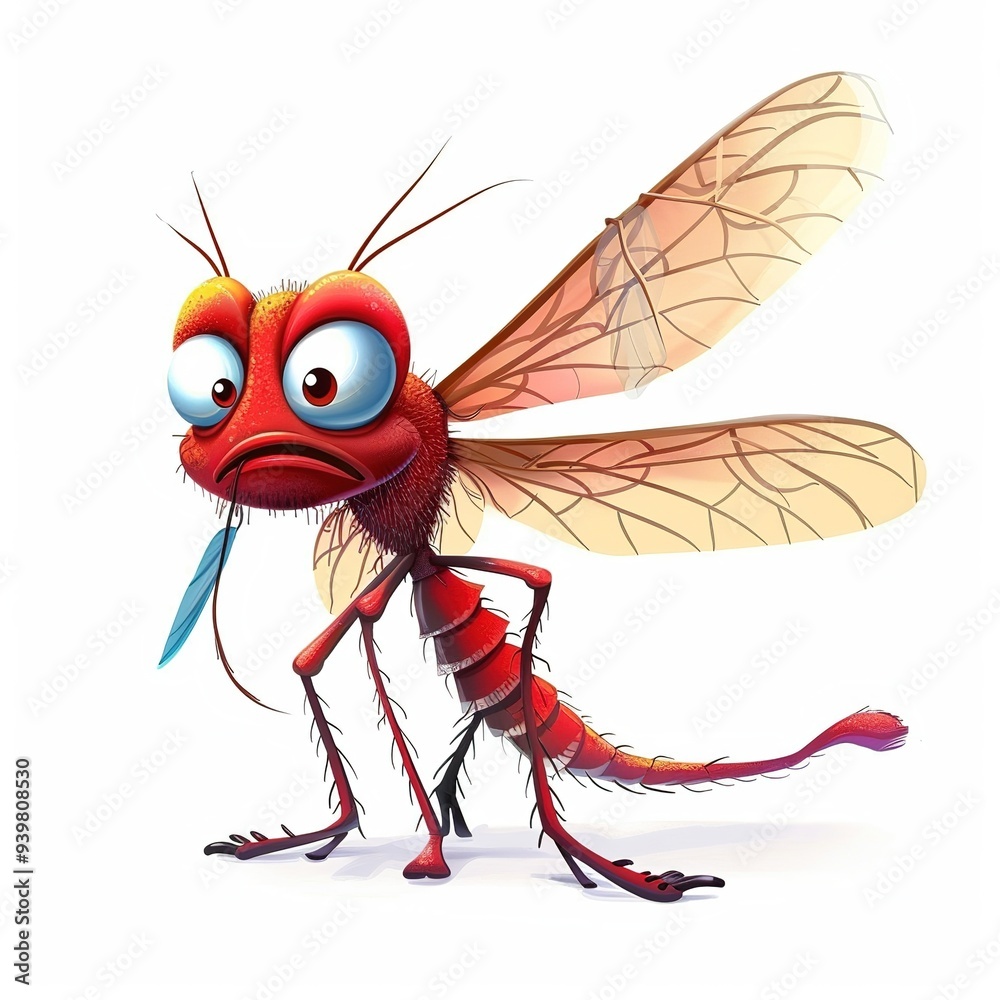 Fototapeta premium Dragonfly Fear emotion fantasy animal cartoon isolated whitebackground