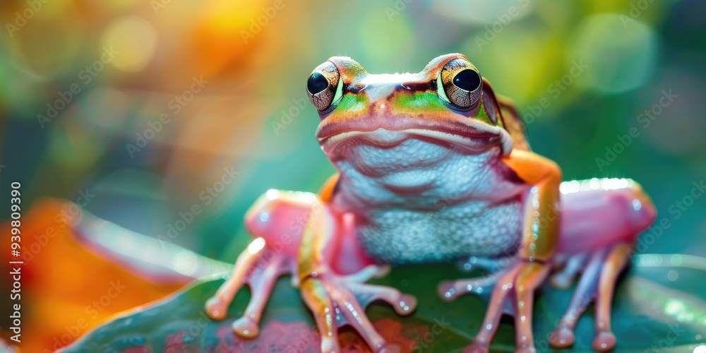 Fototapeta premium Frog lounging in the marshy habitat