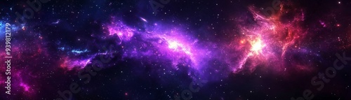 Cosmic Nebula - A Symphony of Purple and Red Hues, Deep Space, Galaxy, Starry Night , space, nebula, galaxy