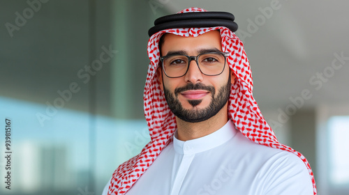 portrait of a young middle eastern man in traditional attire
