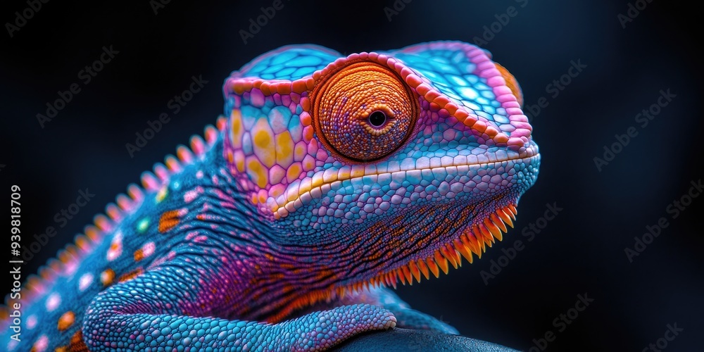 Fototapeta premium Close-up of a Vibrant Chameleon with Striking Colors