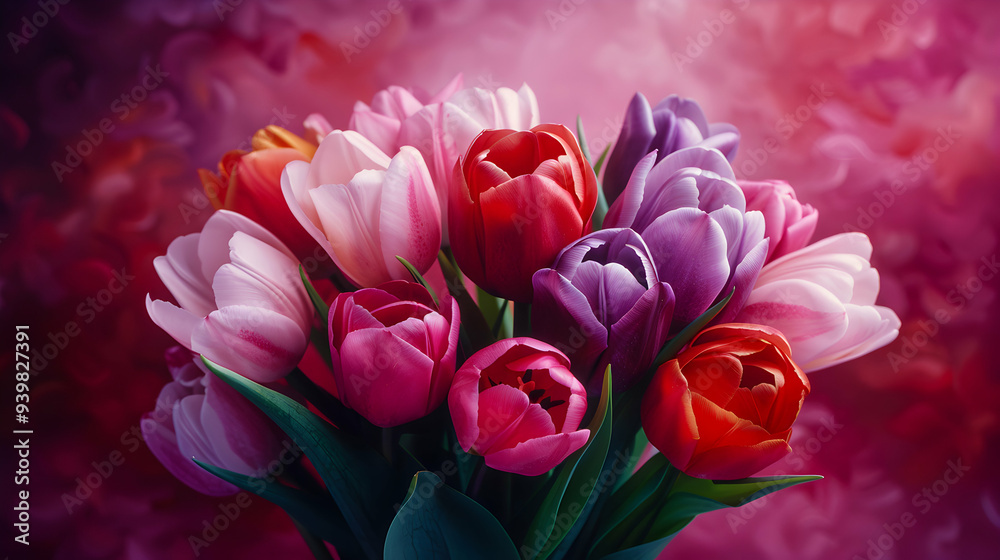 Obraz premium Amidst the Tranquil Garden Symphony, Tulips Dance.