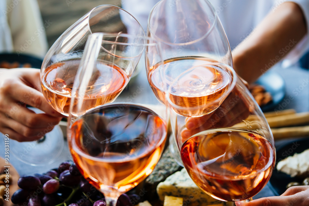 Glasses of rose wine seen during a friendly party of a celebration.