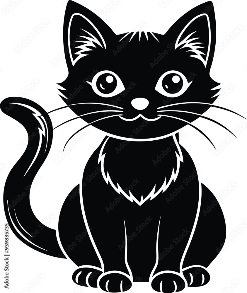 silhouette of a cat on a white background silhouette of a cat on a white background
