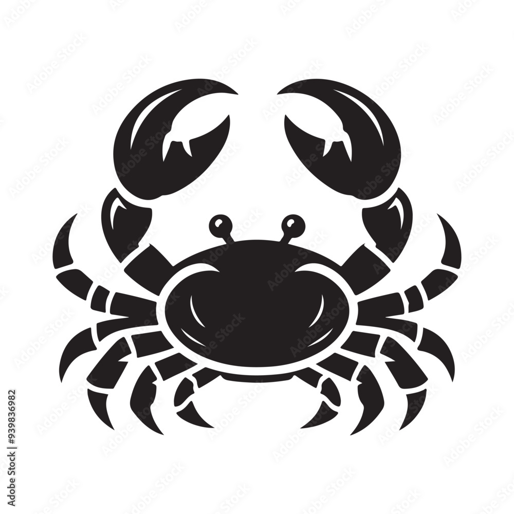 Vector black and white crab silhouette Crab silhouette Logo Isolated crab on a white background Vector black and white crab silhouette Crab silhouette Logo Isolated crab on a white background