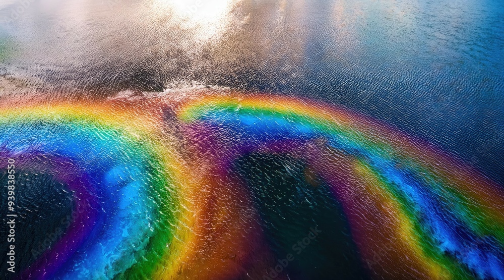 Fototapeta premium Rainbow Oil Slick on Water.