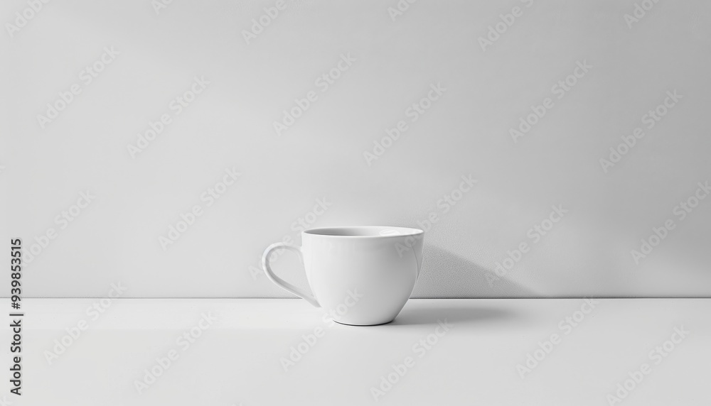 Isolated white cup against a white backdrop, highlighting its clean design minimalist aesthetic. Isolated white cup against a white backdrop, highlighting its clean design minimalist aesthetic.