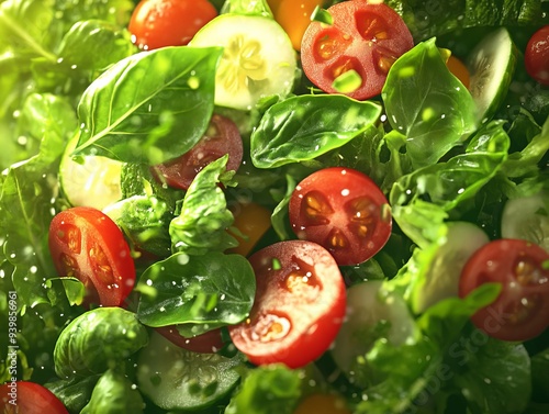 Vibrant Close-up ofFresh SaladColorful Vegetables and Greens photo