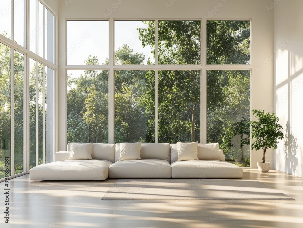 Fototapeta premium Modern Living Room Interior DesignCozy Atmosphere and Stylish Furnishings