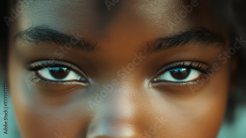 Close-up African American woman face. Detailed skin texture