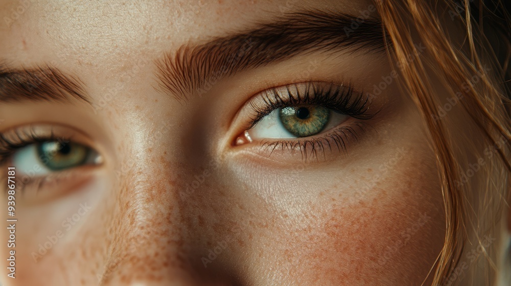 Fototapeta premium Close-up woman face. Detailed skin texture