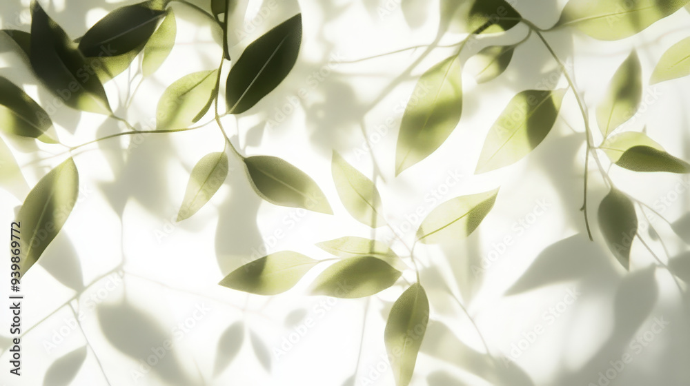 Leaf shadows cast on a white surface with soft natural light Leaf shadows cast on a white surface with soft natural light