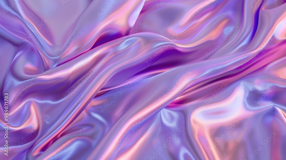 Abstract Purple and Pink Iridescent Satin Fabric Texture