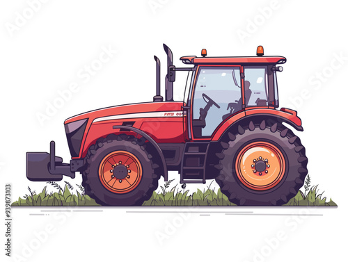 Tractor in the field. Vector illustration on a white background