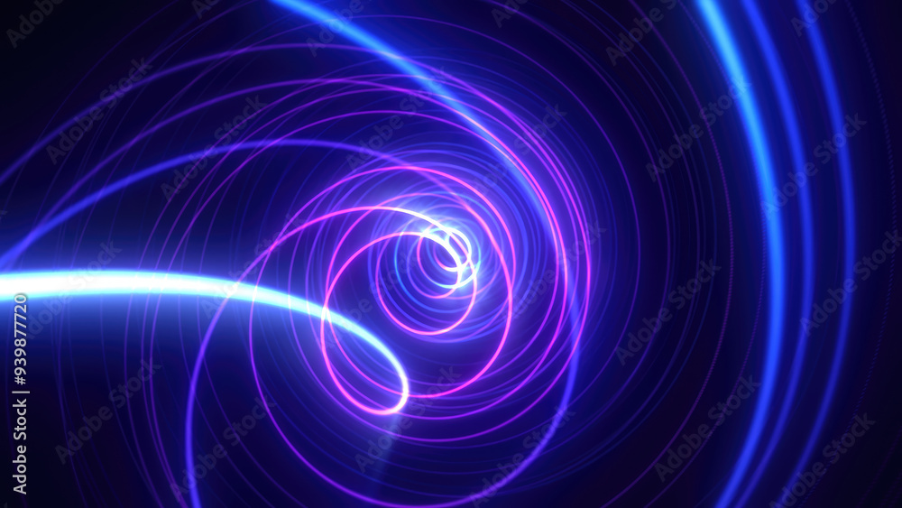 Abstract bright purple background tunnel with flying lines of energy particles and light rays Abstract bright purple background tunnel with flying lines of energy particles and light rays