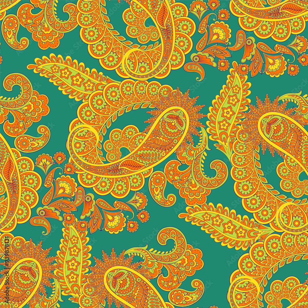 Trendy ethnic-style paisley pattern. Fashionable vector template for any design projects Trendy ethnic-style paisley pattern. Fashionable vector template for any design projects