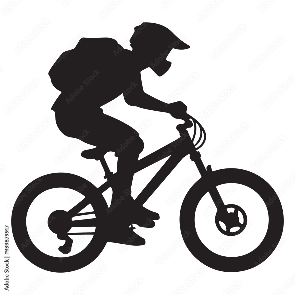 Naklejka premium Vector bicyclist or cycling silhouettes vector illustration