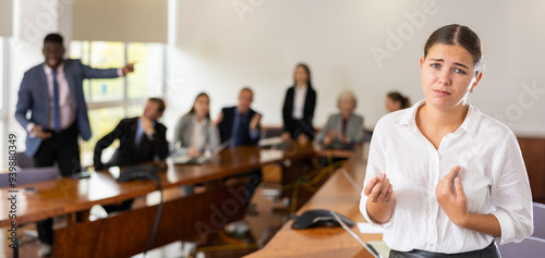 Canvas Print Fired for failure desperate depressed millennial white female office worker stan