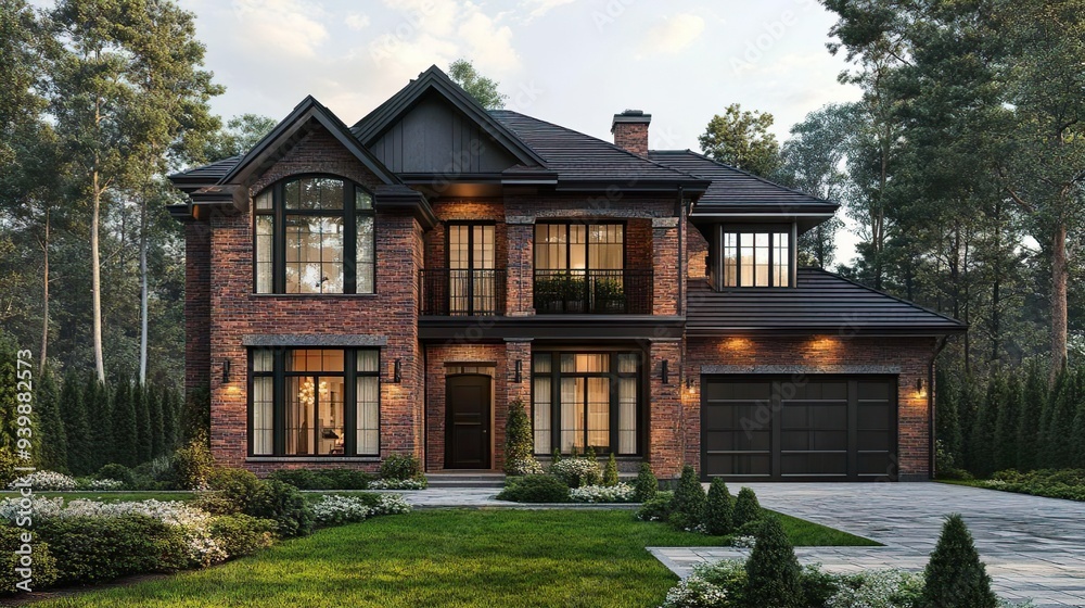 A manicured lawn offering a breathtaking view of an elegant luxury residence picture A manicured lawn offering a breathtaking view of an elegant luxury residence picture