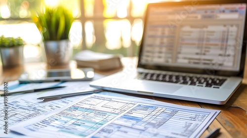 Taxes Filing: Electronic Tax Form Online with Blurred Background for Secure and Convenient Submission