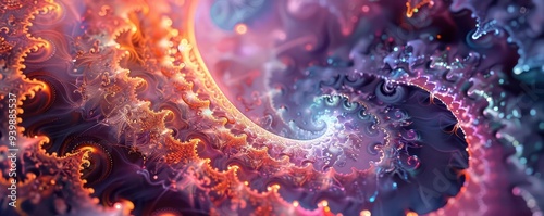 Fractal art with geometric patterns, Futuristic, Bright, Digital, Highlighting mathematical beauty