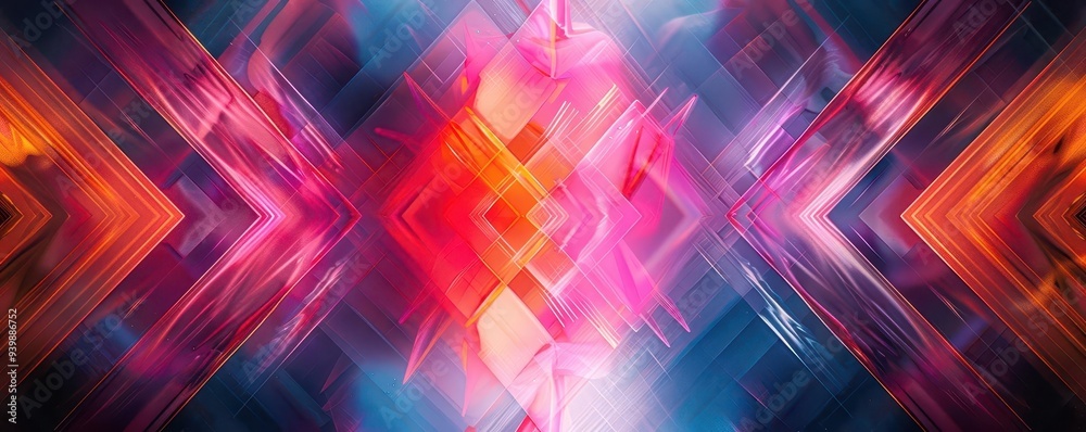 Geometric pattern with shapes, Futuristic, Bright, Digital, Highlighting design and symmetry Geometric pattern with shapes, Futuristic, Bright, Digital, Highlighting design and symmetry