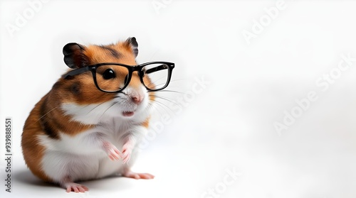 playful hamster with a smart and funny face, isolated on white background