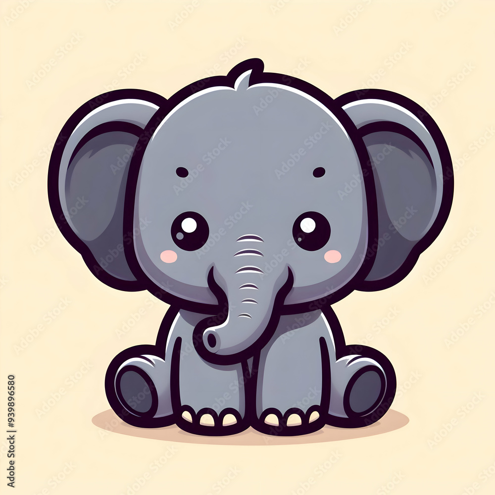 Naklejka premium 1Animation cartoon baby elephant 