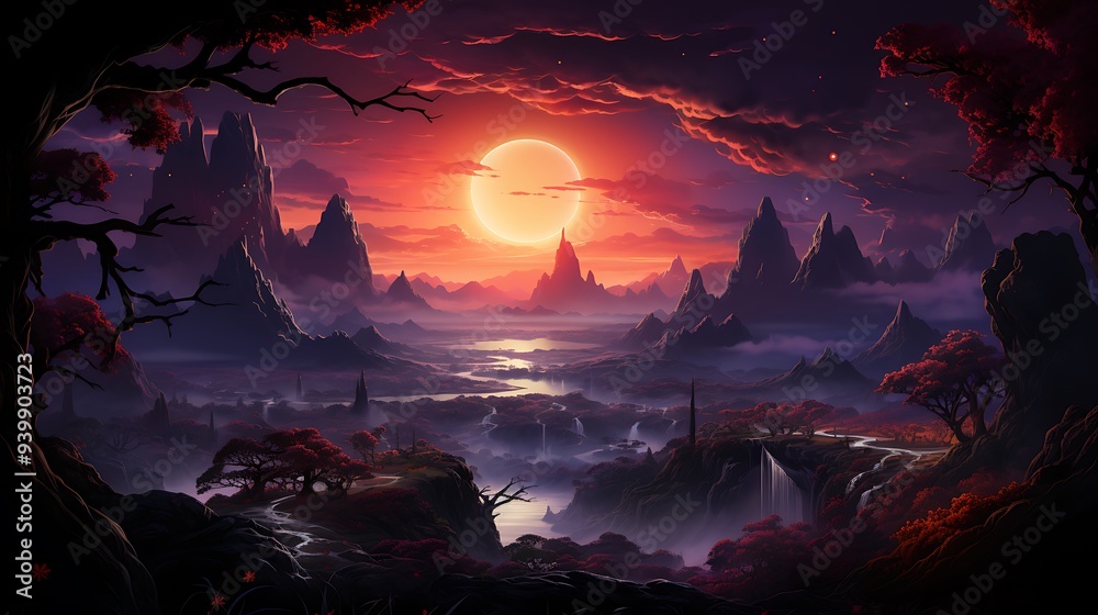 A whimsical illustration of a curious alien exploring a colorful, alien landscape, set against a bright purple background A whimsical illustration of a curious alien exploring a colorful, alien landscape, set against a bright purple background