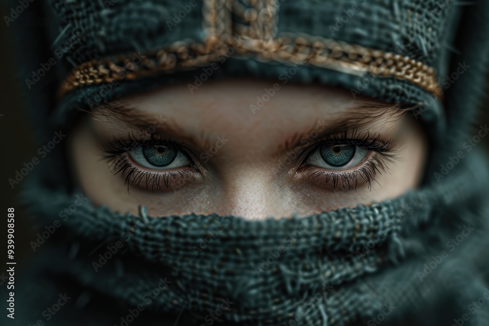 mysterious eyes peering through dark fabric mysterious eyes peering through dark fabric